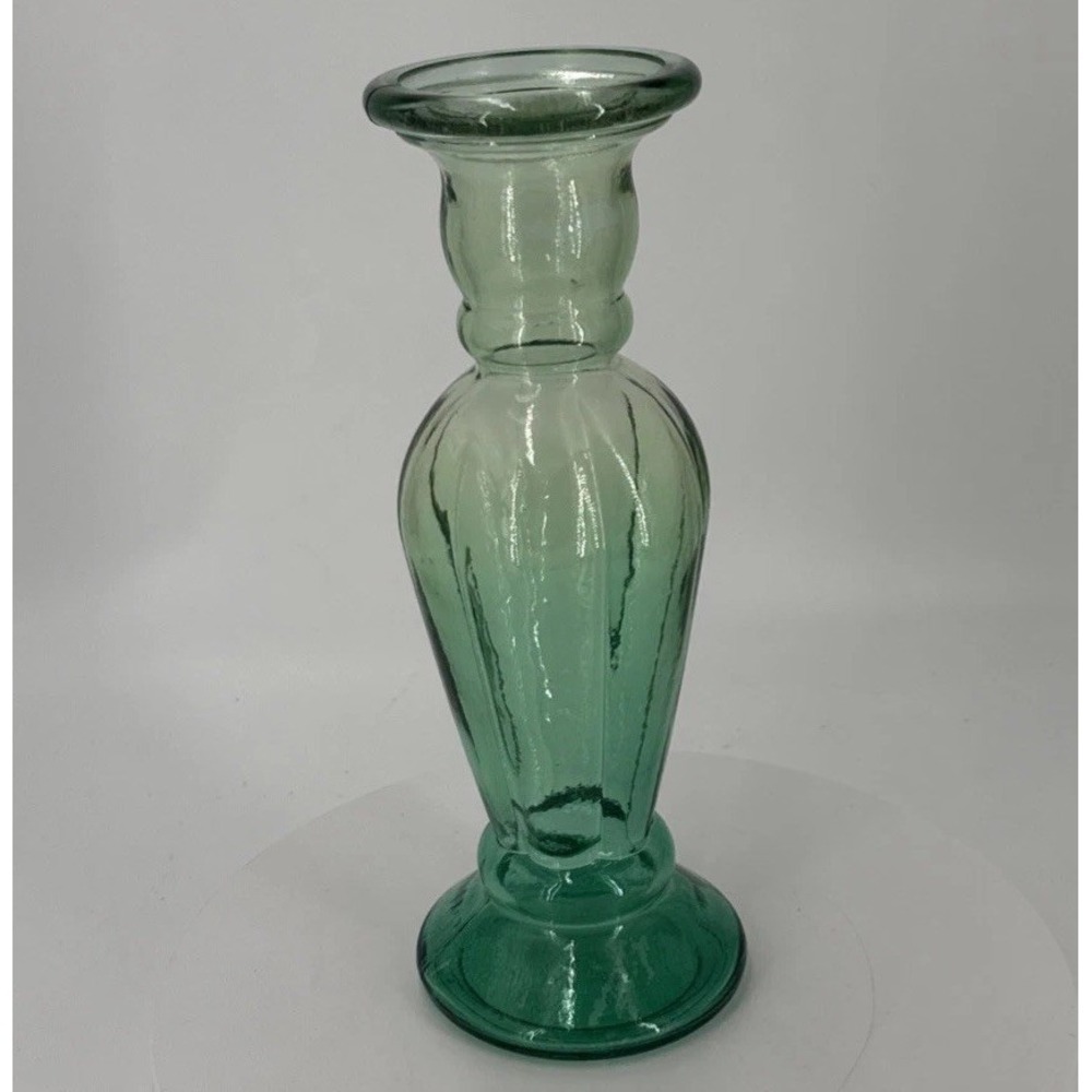 Recycled Ombre Glass Vase‎ Handblown Green-Blue